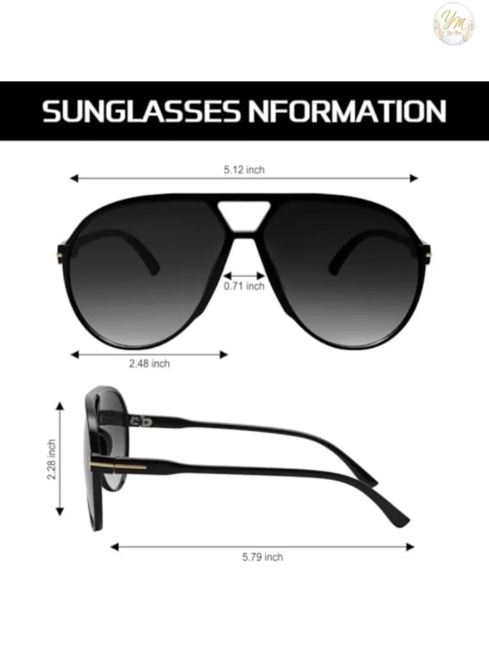 Retro Aviator Sunglasses Oversized UV400 Protection Lightweight Square Frame